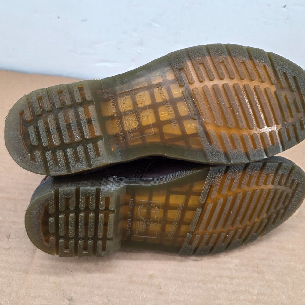 VTG Oiled Leather Dr Martens Made In England Boots  Brown Men's Sz 10  8 Eyelets - Picture 7 of 16